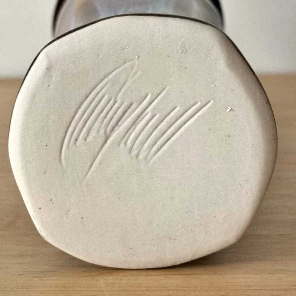 Bill Campbell Studio Pottery 7.5” Inch Vase Signed Drip Glaze Artisan Wabi Sabi - Picture 10 of 15